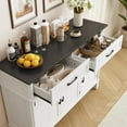 thumbnail image 6 of 48 Inches Buffet Cabinet with Storage, Farmhouse Sideboard Buffet w/2 Drawers and 3 Doors, Wood Coffee Bar Cabinet with Adjustable Shelves, Sideboard Storage for Kitchen, Living Room, Off White&Black, 6 of 14