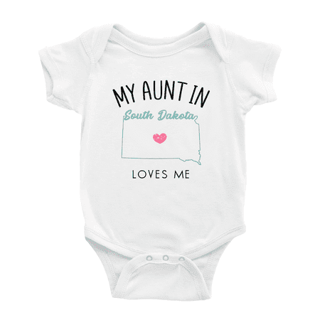 

My Aunt In South Dakota Loves Me Baby Short Sleeve Romper Bodysuits 12-18 Months