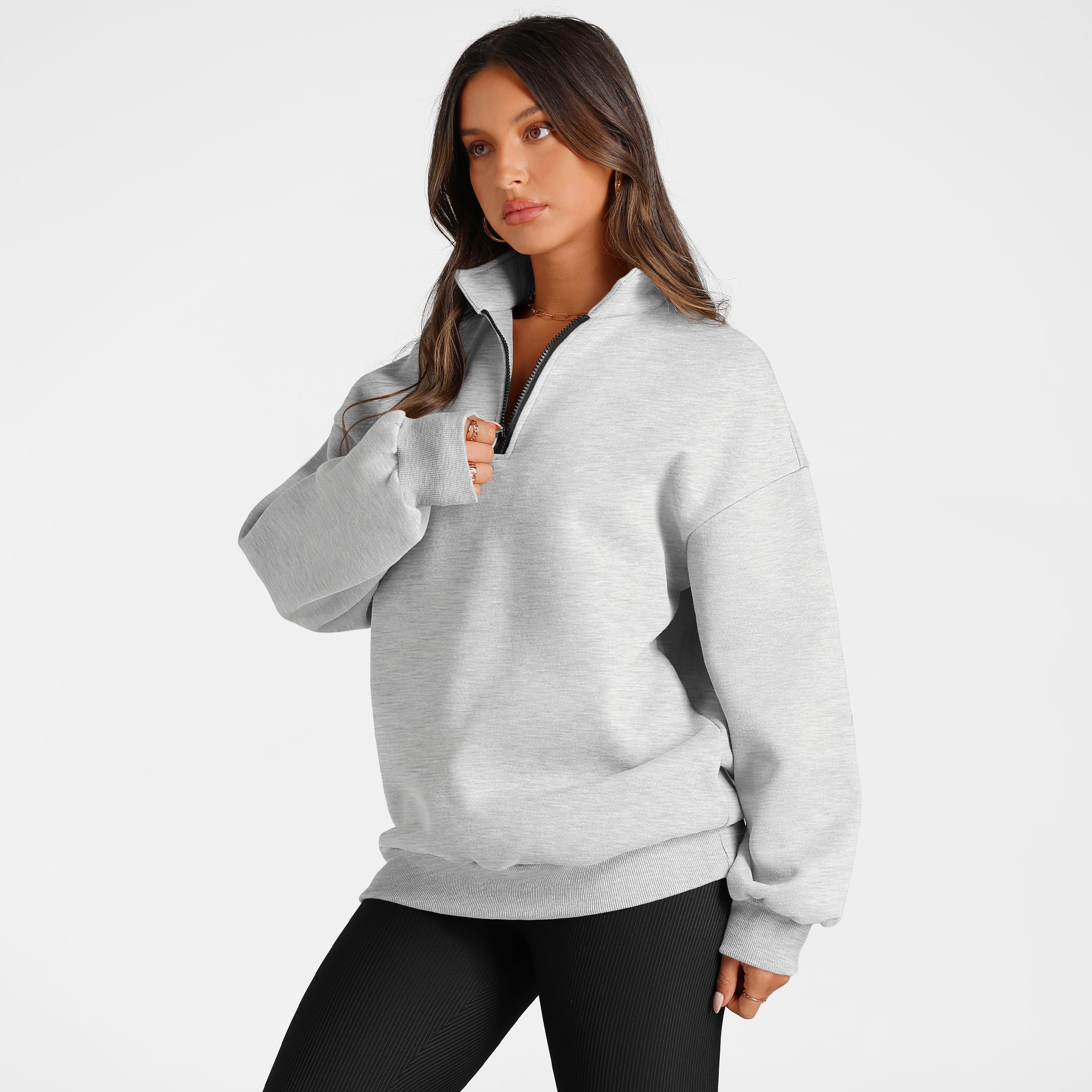 SUNBS Womens Oversized Sweatshirts Half Zip Pullover Fall Fashion Hoodies Long Sleeve Shirts Clothes