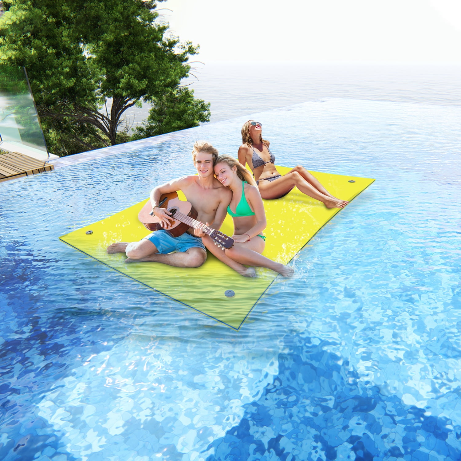 HALLOLURE 13x5ft 3 Layer Floating Water Pad Sports Float Utility Mats Relaxing