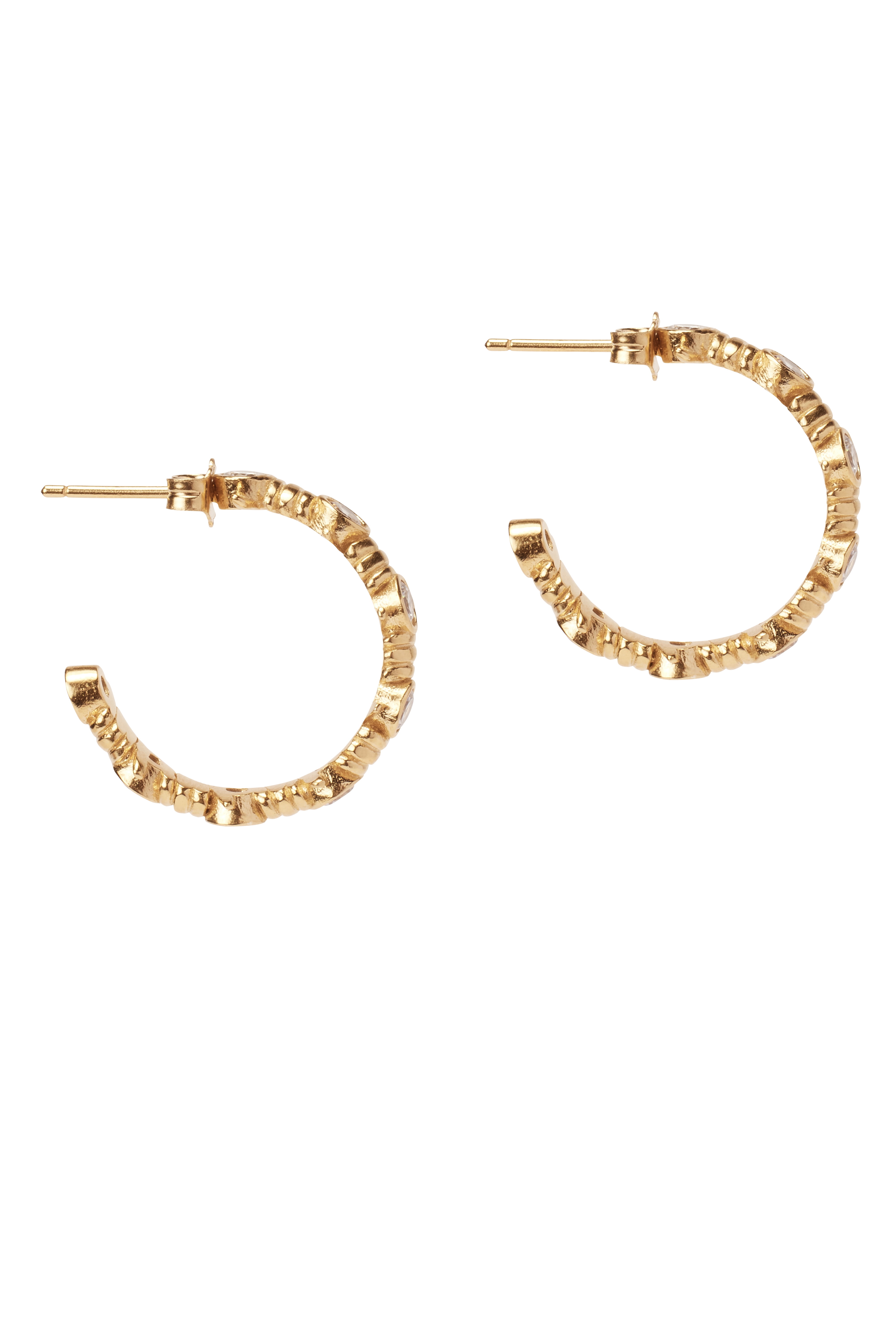 Bella by Thorne Barb x CZ Adult Hoop Earrings, Gold/Clear
