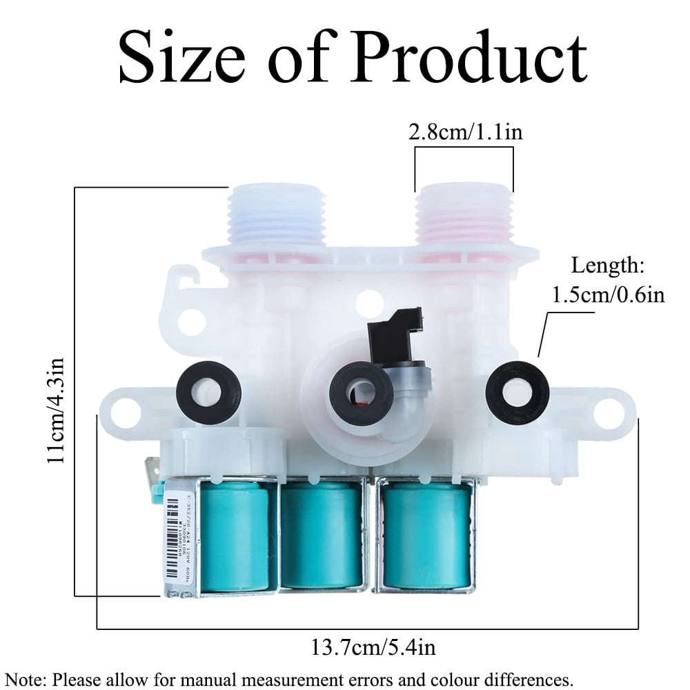 TOP-MAX W11096268 Water Inlet Valve fit for Whirlpool Kenmore, Replace W11220230, W10632527, W10758829, W10853296, W11096268, AP6329544, 4591408, PS12349461, EAP12349461