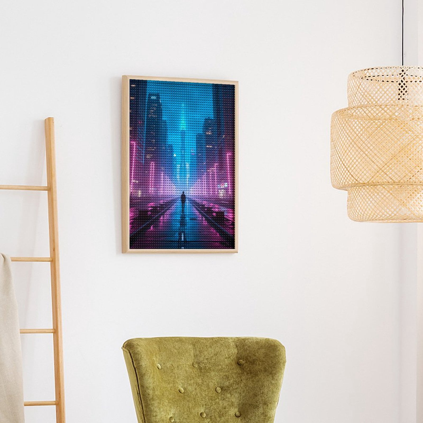 Diamond Art Kits for Adults, Neon Cityscape Night Walk 5D Diamond Painting Kits for Adults Beginners, DIY Full Drill Diamond Painting, Gem Art and Crafts 12x16