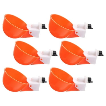 Raindrops Automatic Chicken Water Feeder Kit with Stainless Steel Cups for Home Use Safe Durable Orange 6pcs