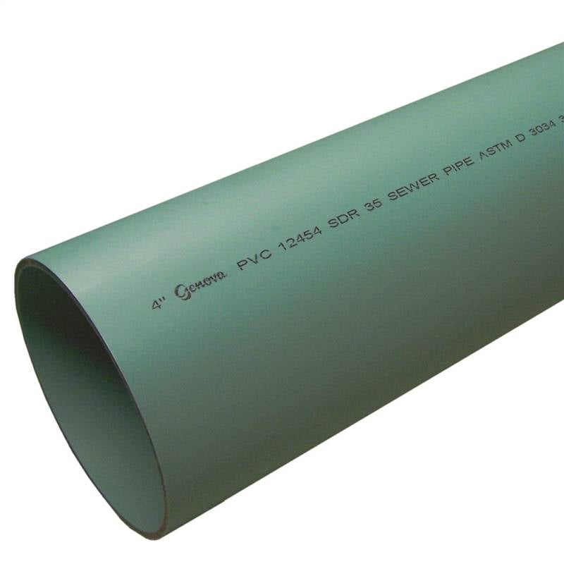 GENOVA 40050 Solid Sewer and Drain Pipe, 10 ft L, Green
