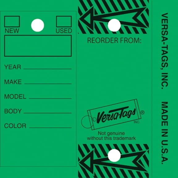 SSWBasics Laminated Key Tag - Green - Key Rings Included - 1¼"W x 3"H - Box of 250