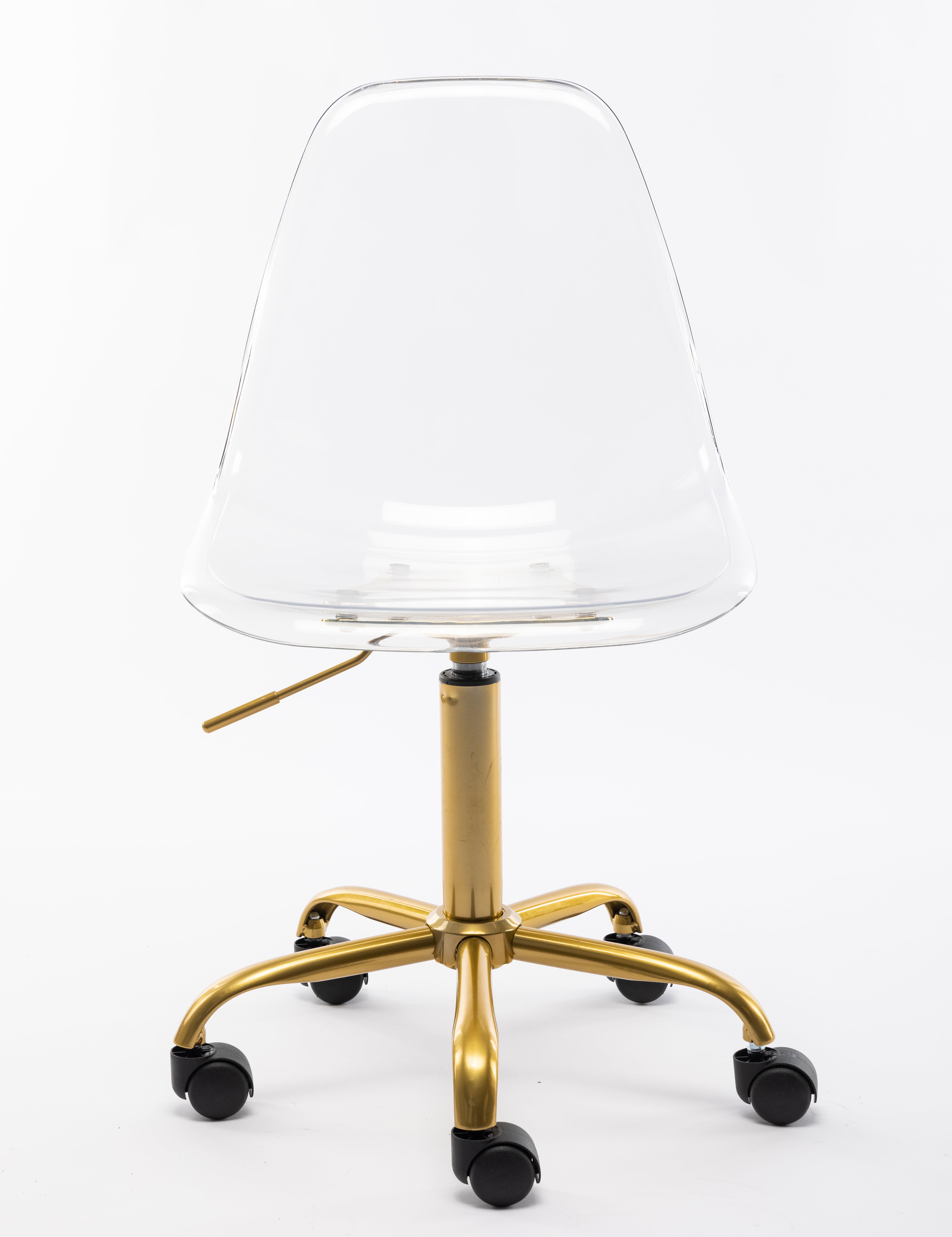 Luccalily Clear Acrylic Swivel Desk Chair Adjustable Height Armless Vanity Chair with Gold Legs for Home Office Walmart