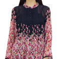 thumbnail image 2 of Phagun Women's Blue Digital Floral Printed Full Sleeve Pintuck Casual Tunic-4, 2 of 2