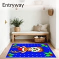 thumbnail image 3 of ODIKA 5'x7' Machine Washable Non-Slip Area Rug, Merry Reindeer Face Adorned with Holly Leaves and Jolly Santa Hat High Traffic Rug with Pad, Blue, 730702, 3 of 8