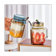Overnight Oats Jar with Lid and Spoon Milk Fruit Salad Food Storage