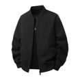 thumbnail image 3 of TOMVIGX Mens Lightweight Bomber Jacket Full Zip Baseball Collar Raglan Sleeve Flight Coat Casual Autumn Winter Outerwear Black 2XL, 3 of 4