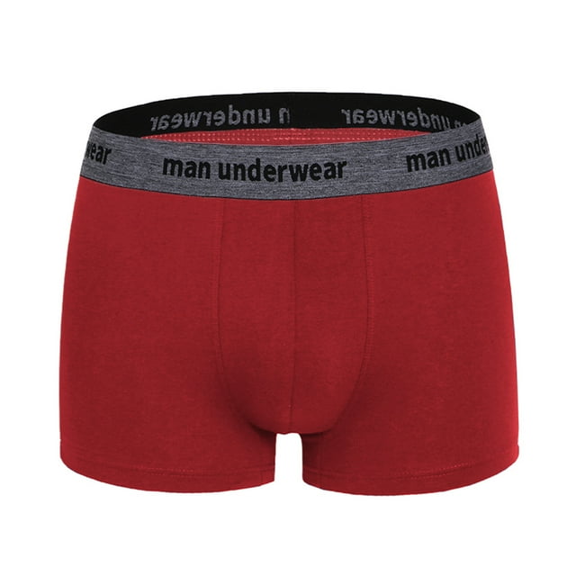 Mens Boxer Briefs ManUnderwear Middle Waist Solid Color Letters Comfortable Breathable Boxers Underwear Underwear For Men Red M