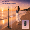 thumbnail image 2 of 36Inch Extendable Phone Selfie Stick with Wireless Remote, Tripod Stand and Fill Light, Portable, for Photograph, Live Streaming, Video Recording, Compatible with iPhone Samsung Android,Black, 2 of 7