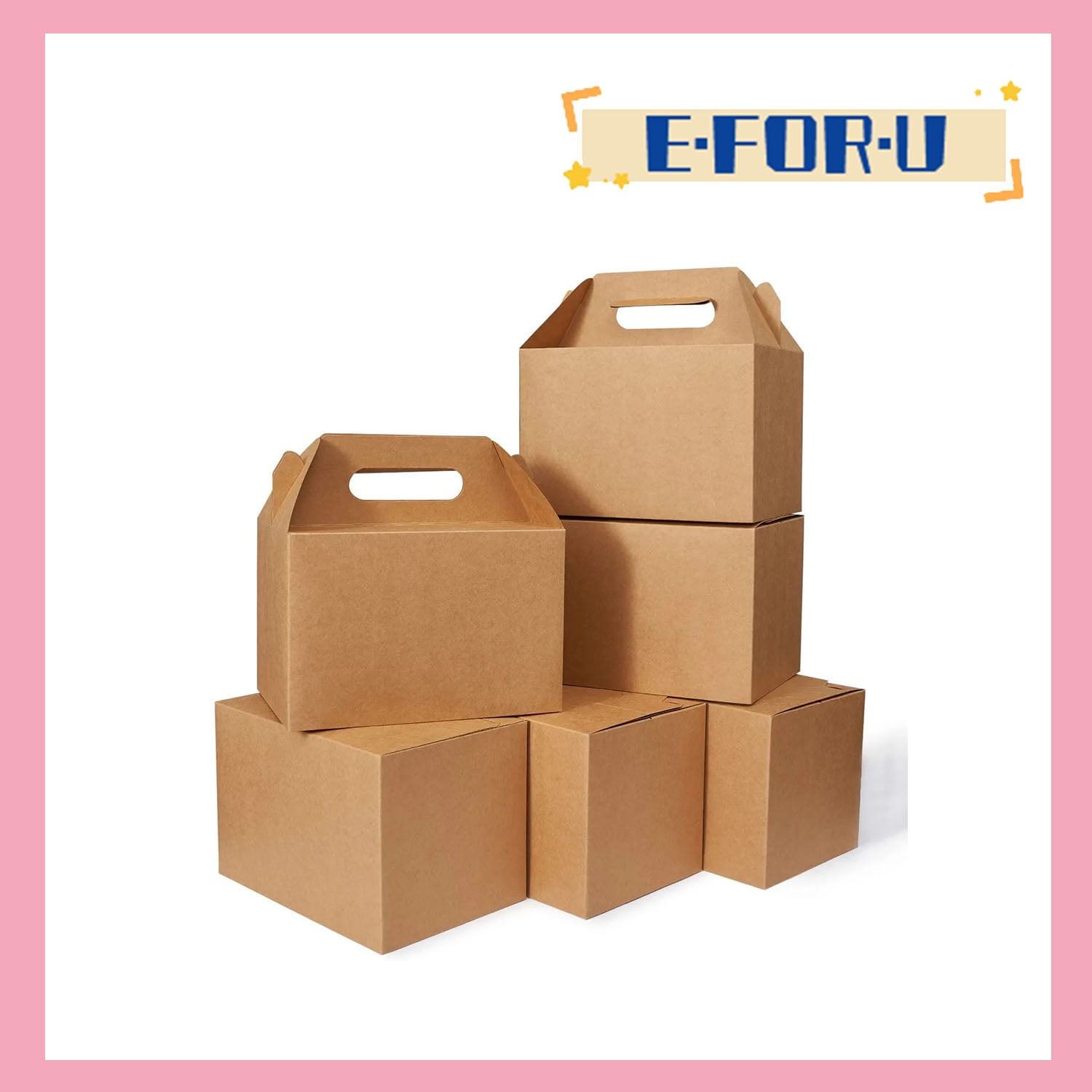 50 Count Large Gift Boxes with Handles Kraft