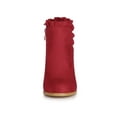 thumbnail image 2 of Unique Bargains Women's Ruffle Block High Heels Ankle Boots Red (Size 6), 2 of 8