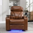 thumbnail image 2 of HSUNNS Power Motion Recliner with Cup Holders, Ambient Lighting, USB Charge Port, Hand in-Arm Storage and Bluetooth Speaker, Gaming Recliner Chair, Light Brown, 2 of 12