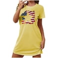 thumbnail image 2 of WREESH Women's Oversized T-Shirt Dress Short Nightgown Chest Print 4th of July Design Yellow, 2 of 7