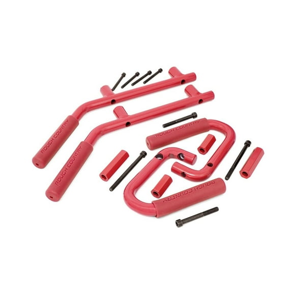 Rough Country Red Grab Handles for 2007-2018 Jeep Wrangler JK | Set - 6503RED