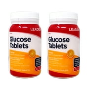2 Pack - LEADER Glucose Tablets, Energy and Blood Sugar Support, Orange Flavor, 50 Chewable Tablets