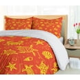 thumbnail image 5 of Ambesonne Orange Duvet Cover Sets, Yellow Turtles Crabs, 2-Queen, Burnt Orange Yellow, 5 of 7