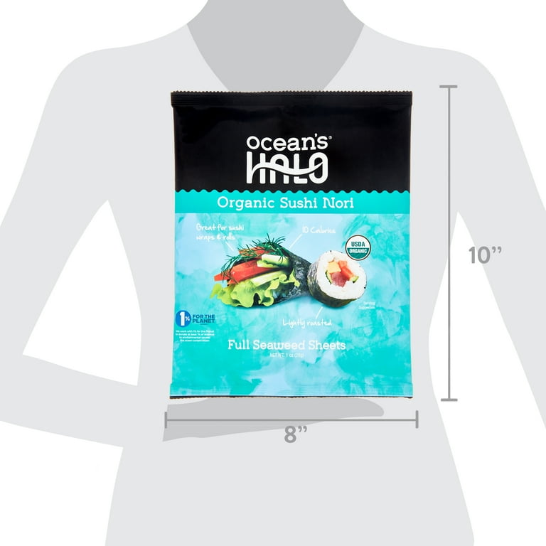 4 pack) Ocean's Halo, Sushi Nori Seaweed, Organic, Vegan, Perfect