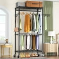 Heavy Duty Rolling Clothes Rack with 13 Pants Rack,3 Tier Adjustable
