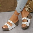 thumbnail image 6 of Viluyesy Women's Wedge Sandals, Slip-On Open Toe Fashion Pearl Comfortable Thick Sole Platform Shoes White, 6 of 7