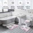 thumbnail image 5 of Pink Palm Tree Bath Mat 3 Piece Bathroom Rug Set, Forest Tropical Plants Flower Leaf Non Slip Bath Rug Contour Mat and Toilet Lid Cover, Absorbent Shower Mats Soft Bath Rugs and Mats Sets, 5 of 8