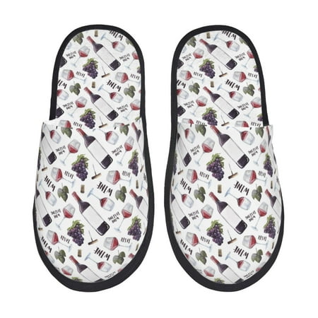 Balery Wine Glasses2 Slient Indoor Furry Fleece Comfort House Shoes Soft Non-Slip Home Shoes Cotton slippers House Slippers-- Medium