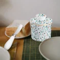 thumbnail image 2 of J.west Ceramic Butter Dish, Modern Boho Terrazzo Farmhouse Butter Crock for Counter with Water Line for Spreadable Butter,Porcelain French Butter Keeper with Lid Bell Shaped Light Blue, 2 of 4