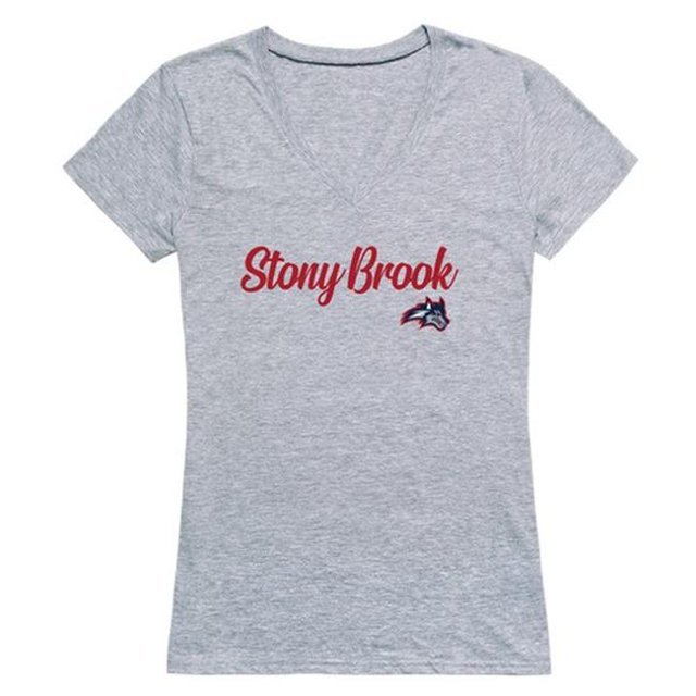 W Republic 555-388-HGY-05 Stony Brook University T-Shirt Script pour Femmes, Gris Chiné - 2TG