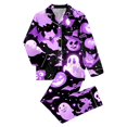 thumbnail image 2 of Purple Halloween Clothes for Women Polyester,Spandex Button Down Pajamas for Women Set Long Sleeve & Long Pants Soft S, 2 of 4
