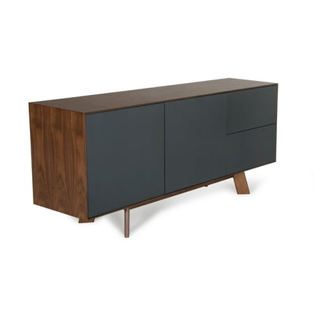 Walnut Veneer Mdf - Modern Charcoal Grey & Walnut Buffet