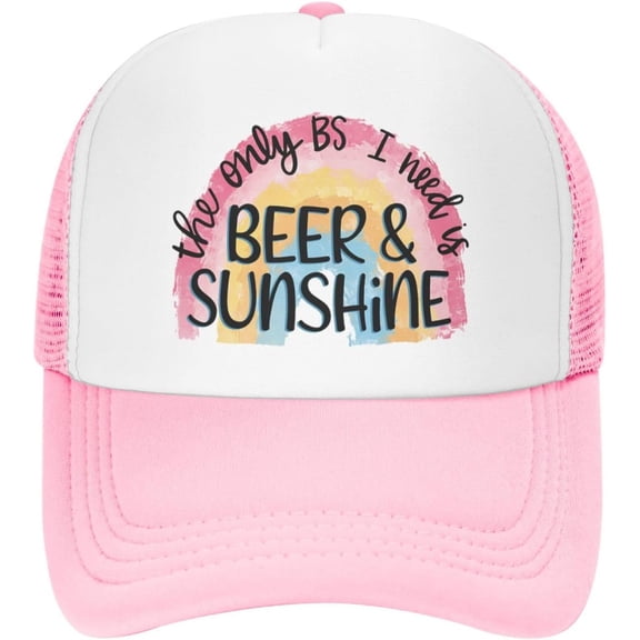 The Only BS I Need is Beers Sunshine Trucker Hat Women Mesh Baseball Cap Cowboy Hat Men Dad Hat Snapback Hat Black