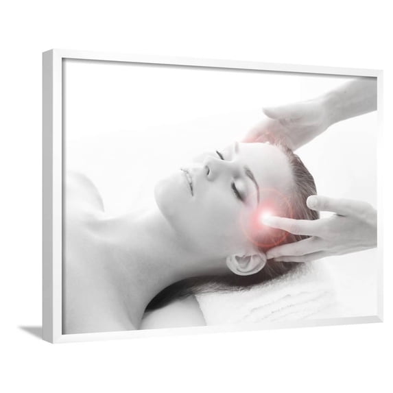 Woman Getting Massaging Treatment over White Background, Figurative Framed Art Print Wall Art by shmeljov Sold by Art.Com