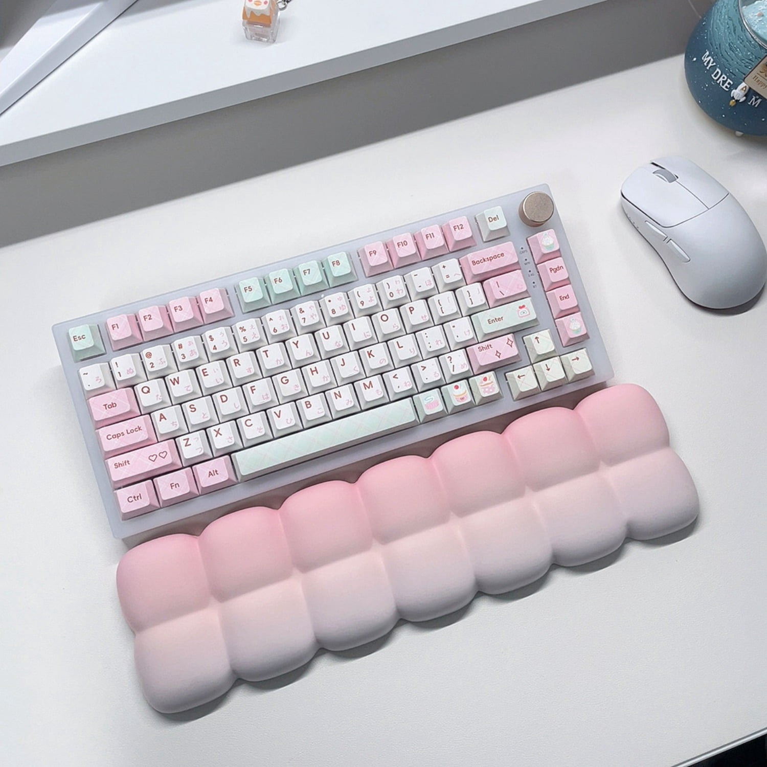 Tatami Style Memory Foam Keyboard Wrist Rest, Ergonomic Palm Support Pad for 75% Mechanical Keyboard, Office Gaming Wrist Cushion for Women