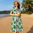 thumbnail image 4 of Balery Broccoli 2 Vestidos sueltos de manga corta para mujer, vestidos de verano 2025, vestidos casuales de corte A con vuelo., 4 of 6