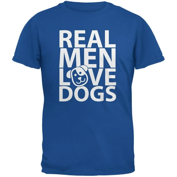 Valentine's Day - Real Men Love Dogs Blue Adult T-Shirt - Small
