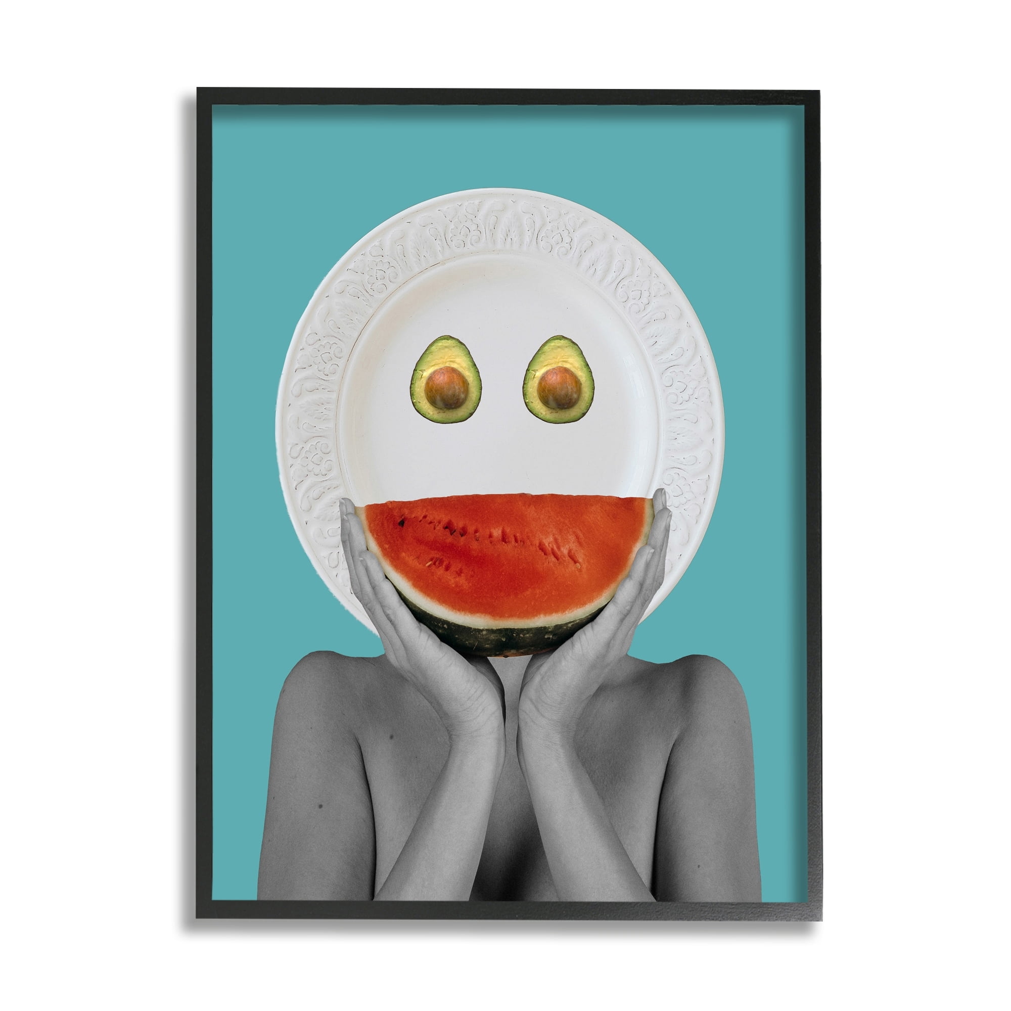 Stupell Industries Quirky Abstract Fruit Plate Head Watermelon Avocado , 11 x 14, Design by Atelier Posters