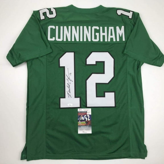 Autographed/Signed Randall Cunningham Philadelphia Green Football Jersey JSA COA