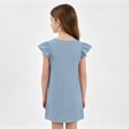 thumbnail image 5 of Grblisyd Girls Dress Summer Ruffle Sleeve Crew Neck Sundress Solid Color Casual Party Dresses for Kids 2-13 Years, 5 of 6
