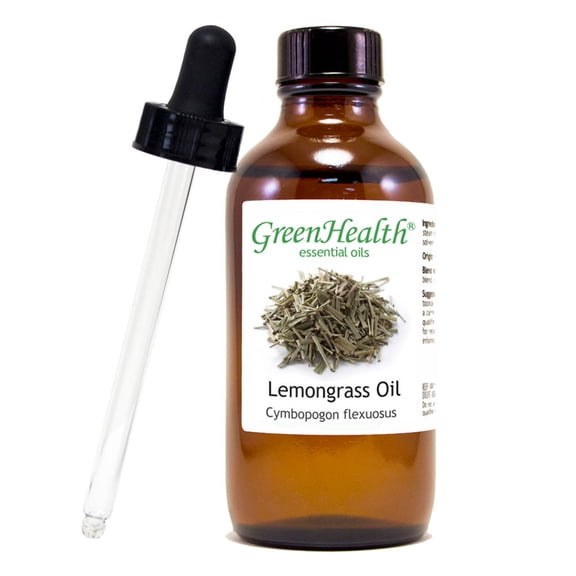 Lemongrass Essential Oil - 4 fl oz (118 ml) Glass Bottle w/ Cap & Additional Glass Dropper - 100% Pure Essential Oil by GreenHealth