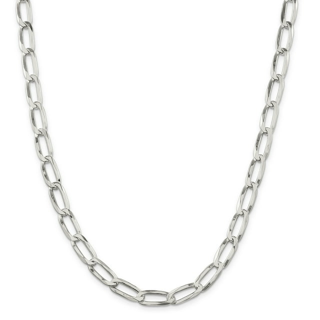 Sterling Silver 8mm Elongated Open Link Chain (Weight: 29.29 Grams, Length: 18 Inches)