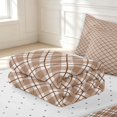 thumbnail image 6 of Manfei Modern Checkered Zipper Twin Comforter Sets with Fitted Sheet and 2 Pillowcases,Geometric Check Zipper Bedding Set,Brown White,Reversible,4pcs, 6 of 8