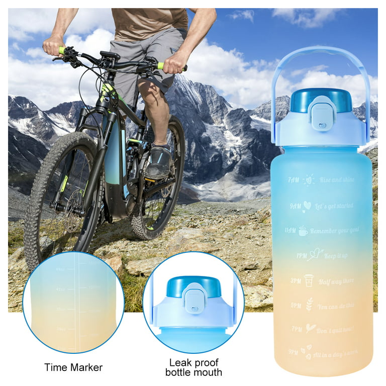 2l Water Bottle Time Marker Motivational Travel Sport Bottle With Straw