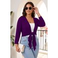 thumbnail image 3 of Daystry Plus Size Cardigan for Women 3/4 Sleeve Casual Open Front Light Cardigan Purple-2X, 3 of 8