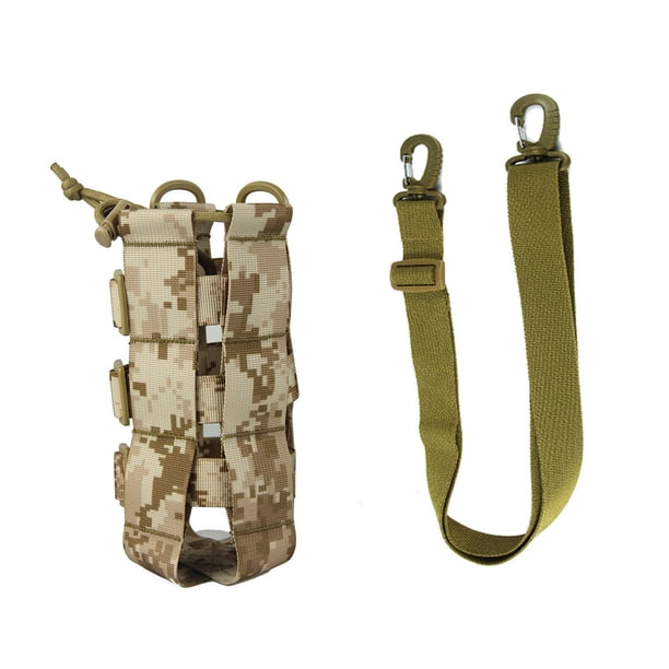 Sonducket Bolsa para botella de agua de viaje de 2,5 l, bolsa para hervidor de agua, funda para botella con cordón, bolsas de agua ligeras para Escalada Marrón camuflaje 2.5L/Correa para el hombro
