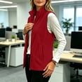 thumbnail image 6 of Busydd Fleece Vest Women Fashion Zip Up Sleeveless Stand Collar Fall Vest Casual Comfortable Solid Color Outerwear Vests with Pockets, 6 of 10