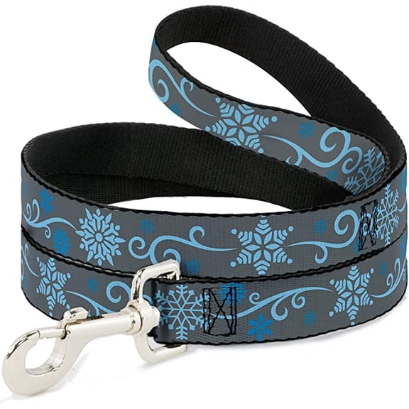 buckle-down dl-w30843 holiday snowflakes gray blue dog leash