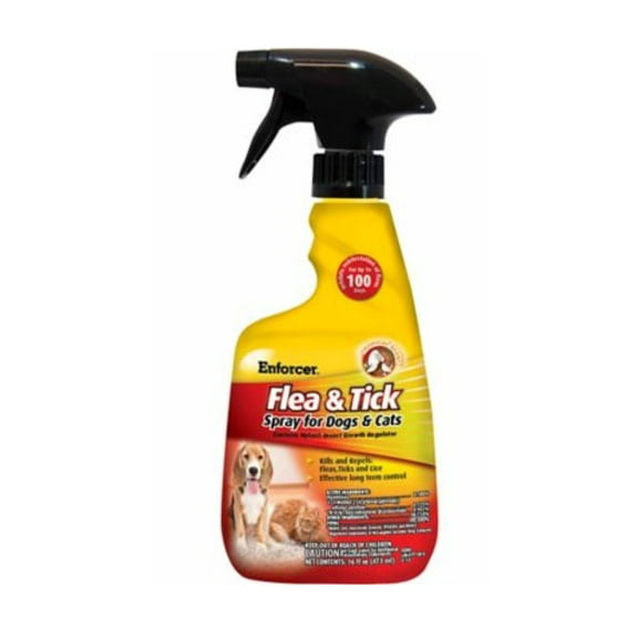 Enforcer Flea & Tick Spray for Dogs & Cats, 16 oz – Kills & Repels Fleas, Ticks, Lice, with 100-Day Residual Control, Tropical Coconut Scent